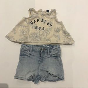 Baby Gap, light blue jean shorts and tank